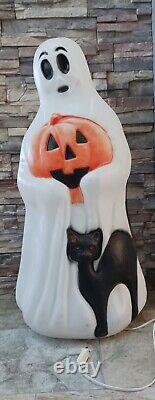 Vintage Empire Halloween Lighted Blow Mold Ghost Pumpkin Black Cat 34