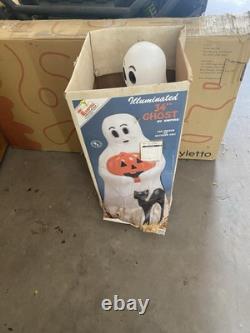 Vintage Empire Large 34 Ghost with Pumpkin and Black Cat Halloween Blow Mold Vintage Empire Large 34 Ghost with Pumpkin and Black Cat Halloween Blow Mold