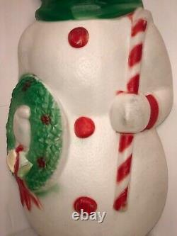 Vintage Empire Lighted Christmas Snowman Wreath/Candy Cane Blow Mold 46 Tall