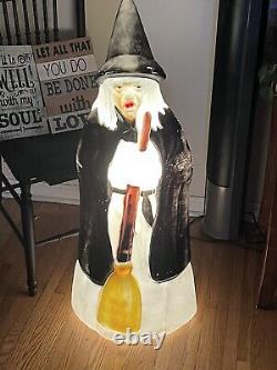 Vintage Empire Lighted Halloween Wicked Witch With Broom Blow Mold 39 Tall