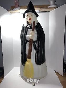 Vintage Empire Lighted Halloween Wicked Witch With Broom Blow Mold 39 Tall