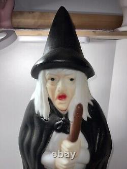 Vintage Empire Lighted Halloween Wicked Witch With Broom Blow Mold 39 Tall