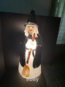 Vintage Empire Lighted Halloween Wicked Witch With Broom Blow Mold 39 Tall