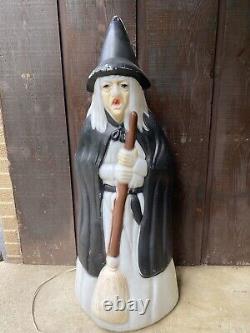 Vintage Empire Lighted Halloween Wicked Witch With Broom Blow Mold 39 Tall