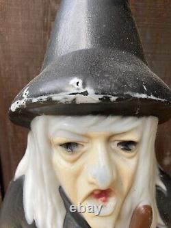 Vintage Empire Lighted Halloween Wicked Witch With Broom Blow Mold 39 Tall