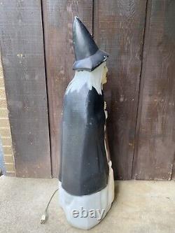 Vintage Empire Lighted Halloween Wicked Witch With Broom Blow Mold 39 Tall