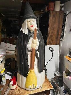 Vintage Empire Lighted Halloween Wicked Witch With Broom Blow Mold 39 Works