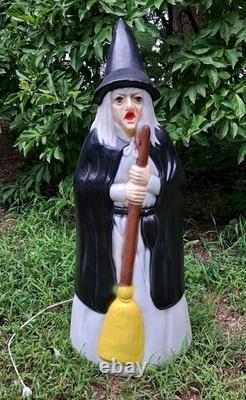 Vintage Empire Lighted Halloween Wicked Witch with Broom Blow Mold 39 Tall Works