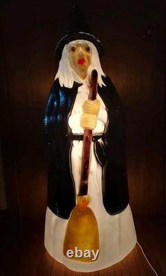 Vintage Empire Lighted Halloween Wicked Witch with Broom Blow Mold 39 Tall Works