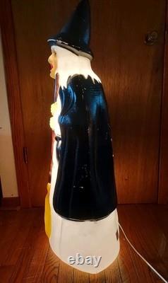 Vintage Empire Lighted Halloween Wicked Witch with Broom Blow Mold 39 Tall Works