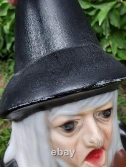 Vintage Empire Lighted Halloween Wicked Witch with Broom Blow Mold 39 Tall Works