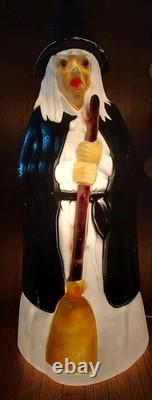 Vintage Empire Lighted Halloween Wicked Witch with Broom Blow Mold 39 Tall Works