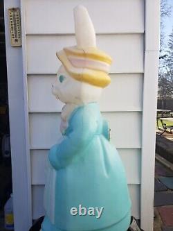 Vintage Empire Lighted Plastic Mrs. Easter Bunny Blow Mold 34 TALL 1993 Rabbit