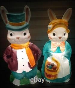 Vintage Empire Mr. & Mrs. Easter Bunny Lighted Blow Mold Set