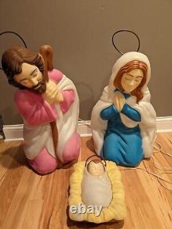Vintage Empire Nativity 3 Piece Set 28 Lighted Blow Mold Mary Joseph Baby Jesus