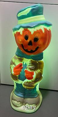 Vintage Empire Pumpkin Head Scarecrow Halloween Blow Mold LARGE 34 INCHES TALL