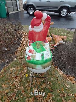 Vintage Empire Santa Claus Sleigh 5 Reindeer Christmas Blow Mold Yard Decoration