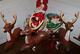 Vintage Empire Santa Claus Sleigh Blowmold 3 Reindeer Rudolph Red Nose Free Ship