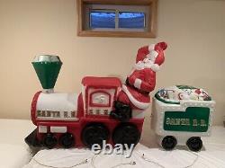 Vintage Empire Santa Train + Toy Car Tender. HTF Blow Mold