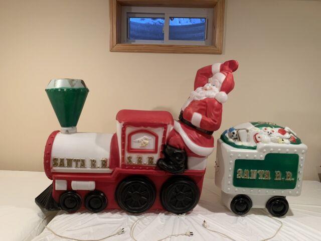 Vintage Empire Santa Train + Toy Car Tender. Htf Blow Mold