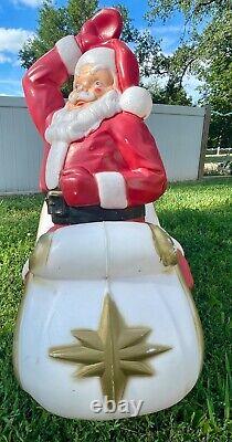 Vintage Empire Santa in NOEL Sled with Gift Bag Lighted Christmas Blow Mold