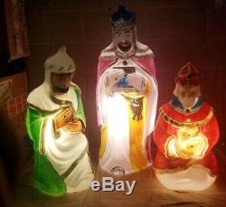 Vintage Empire plastics Blow Mold Nativity 3 Wise Men Kings CHRISTMAS LIGHT UP