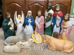 Vintage General Foam 18-23 Blow Mold 12 Piece Lighted Nativity Set Christmas