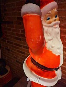 Vintage General Foam Blow Mold Light Up Santa Waving 40 Tall Plastic