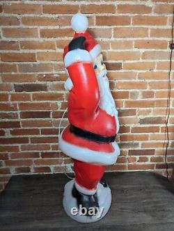 Vintage General Foam Blow Mold Light Up Santa Waving 40 Tall Plastic