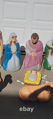 Vintage General Foam Nativity Scene Blow Mold Set Wisemen Christmas Holy Family