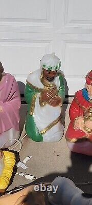 Vintage General Foam Nativity Scene Blow Mold Set Wisemen Christmas Holy Family