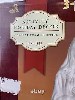 Vintage General Foam Pearl White Nativity Blow Mold 3 Piece Set Original Box
