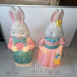 Vintage General Foam Plastics 25 Mr & Mrs Easter Bunny Blow Mold Pair-Lighted