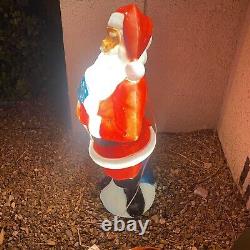 Vintage General Foam Plastics 33 Santa With Blue Present Blow Mold