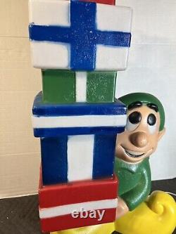 Vintage General Foam Plastics 34 Elf With Stack Of Presents Blowmold