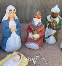 Vintage General Foam Plastics Blow Mold 9-Piece Nativity Manger Scene