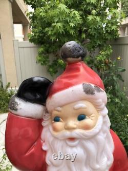 Vintage General Foam Plastics Santa Claus Waving Blow Mold Lighted 40- WORKS