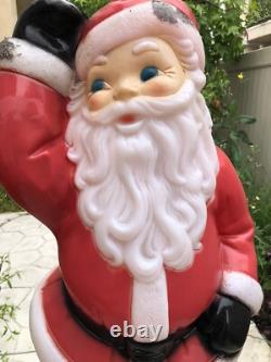 Vintage General Foam Plastics Santa Claus Waving Blow Mold Lighted 40- WORKS