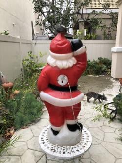 Vintage General Foam Plastics Santa Claus Waving Blow Mold Lighted 40- WORKS