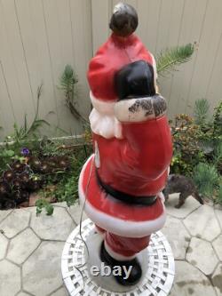 Vintage General Foam Plastics Santa Claus Waving Blow Mold Lighted 40- WORKS