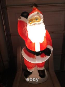 Vintage General Foam Plastics Santa Claus Waving Blow Mold Lighted 40- WORKS