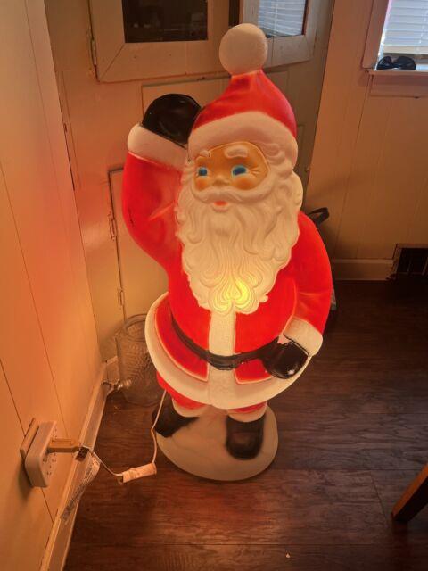 Vintage General Foam Waving Santa Blow Mold 40 Lighted Blue Eyes Christmas