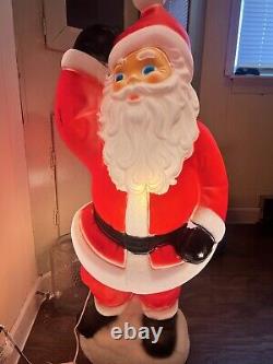 Vintage General Foam Waving Santa Blow Mold 40 Lighted Blue Eyes Christmas