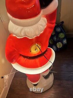 Vintage General Foam Waving Santa Blow Mold 40 Lighted Blue Eyes Christmas