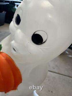 Vintage Ghost Holding Pumpkin General Foam Blow Mold HALLOWEEN 34 Lighted Cord