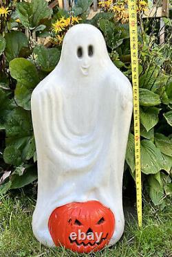 Vintage Ghost & Pumpkin JOL Light Up Halloween Blow Mold TPI Canada 32 Decor