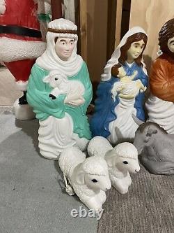 Vintage Grand Venture Nativity Set 11 Piece Christmas Lighted Blow Mold