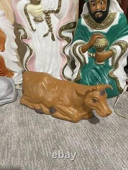 Vintage Grand Venture Nativity Set 11 Piece Christmas Lighted Blow Mold