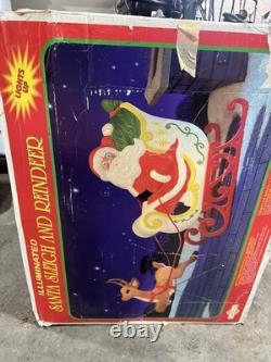 Vintage Grand Venture Santa And Sleigh With Reindeer Blow Mold EXCELLENT COND