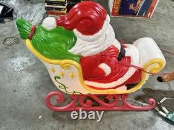Vintage Grand Venture Santa And Sleigh With Reindeer Blow Mold EXCELLENT COND
